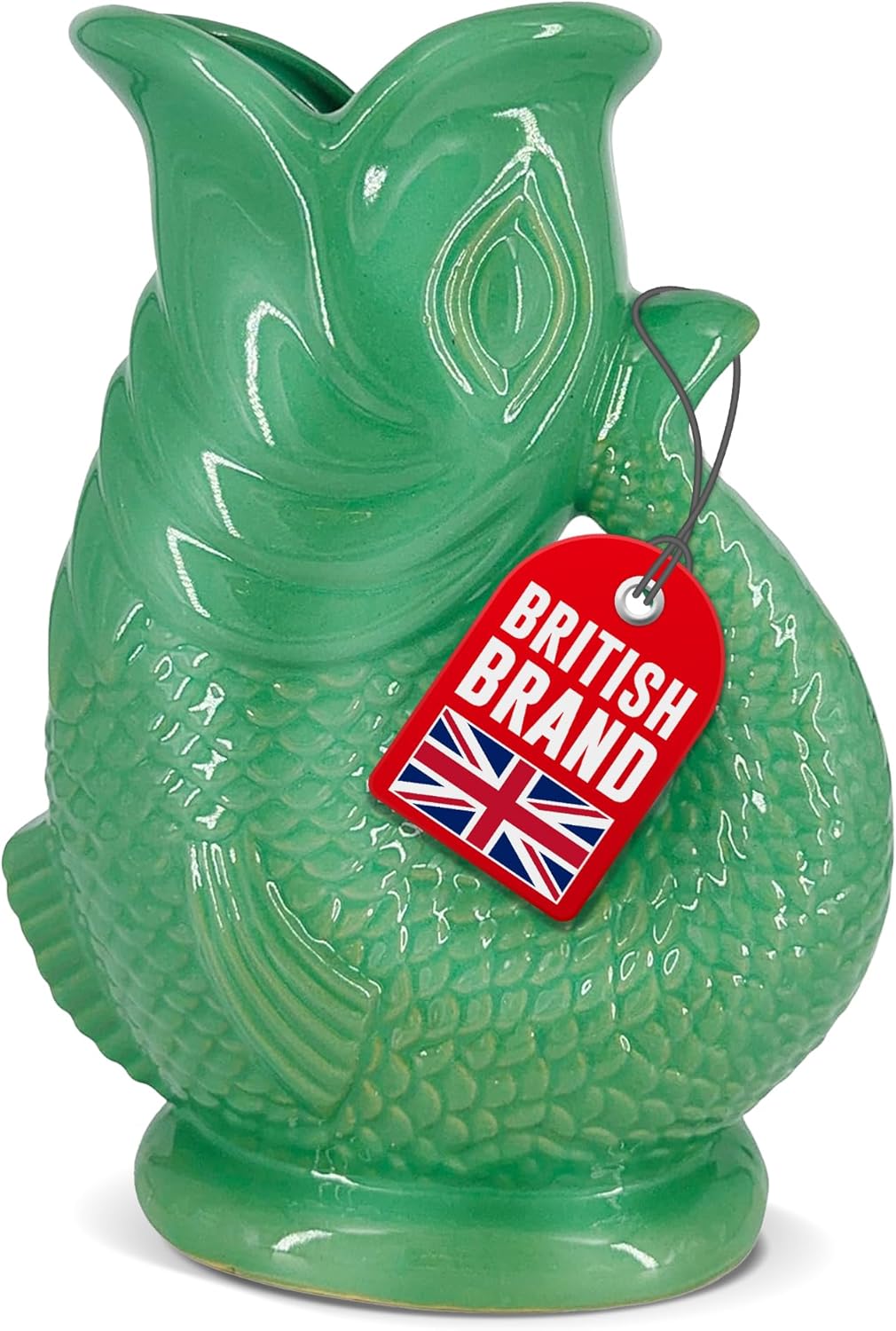 Gurgle Glug Jug The Bubble Jug® Ocean Green 50 fl oz 1.5L Litre Extra Large Pitcher - Fish Shaped Jug - Decorative Ceramic Glugging Cocktail, Water and Gin Vase and Gurgling Carafe Pot