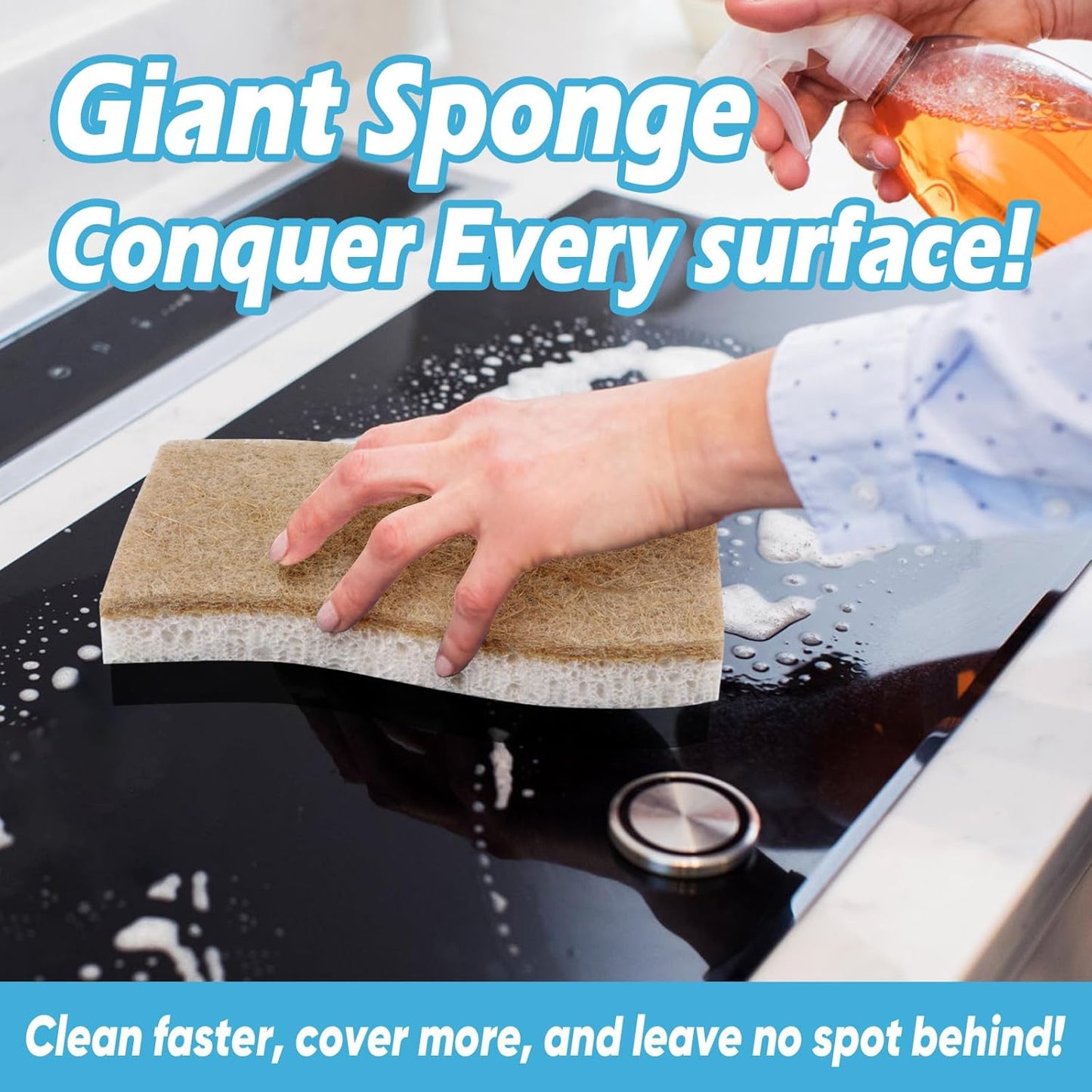 AIDEA XL Scrub Sponges Non-Scratch, 12Count, Large Natural Sponge for Non Stick Cookware, Sponges Kitchen, Cellulose Cleaning Sponge for Dishes, Kitchen, Bathroom, Household