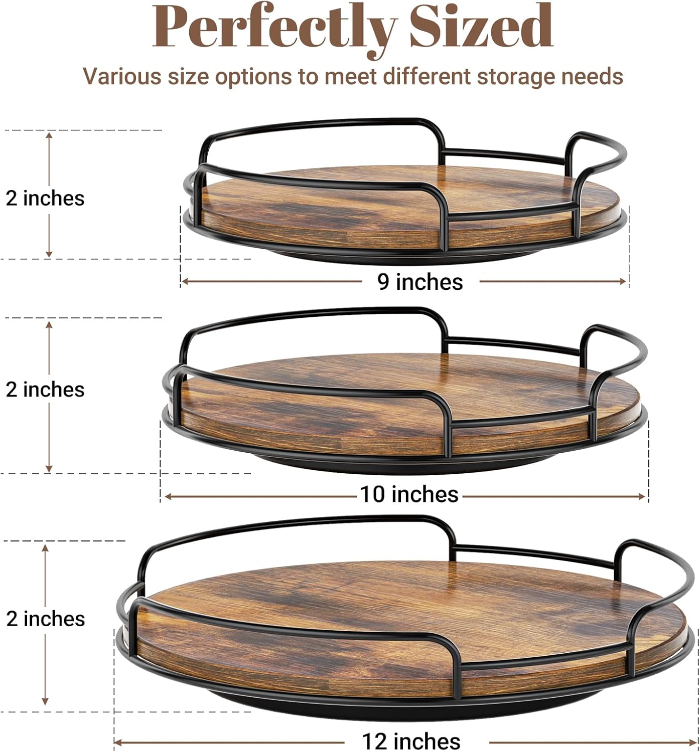 WOWBOX 10" Lazy Susan Organizer for Table Top Rotating Spice Rack Organizations Wood Lazy Susan Turntable Organizer for Cabinet Kitchen Pantry Countertop Bathroom Vanity