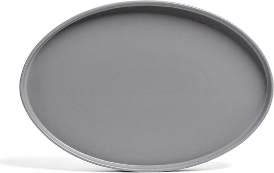 over&back Stackable Stoneware Serving Platter - Elegant 1-Piece Oval Serving Platter to Complete Your Kitchen Set - Perfect for Appetizers, Desserts, and More - 16" L x 11" W - Semi-Matte Charcoal