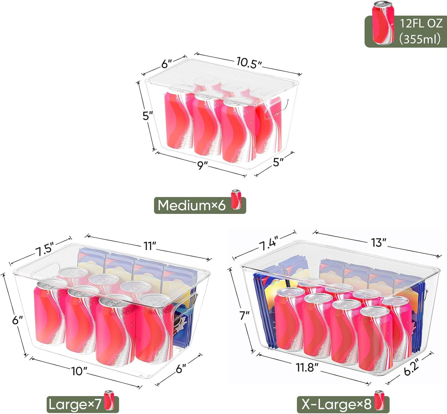BALEINE Clear Stackable Storage Bins with Lids, Plastic Containers with Handle for Pantry Organizers and Storage, Plastic Bins for Fridge, Kitchen, Bathroom, Cabinet (11x7.5x6, 4PK)