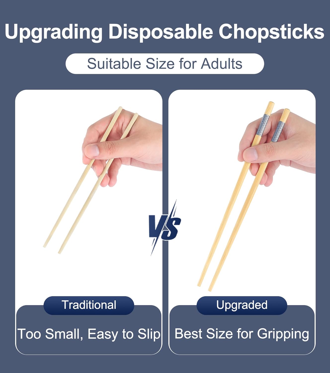 500 Pairs Bamboo Chopsticks Disposable | Reusable | Separated | Bulk | Chinese | -（9.45in）