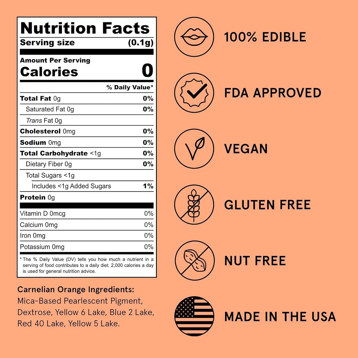 Fancy Sprinkles Carnelian Orange Premium Edible Glitter, Sparkle for the Showgirl Era with 100% Edible Glitter for Sparkling Food & Drinks No Taste or Texture (4gm)