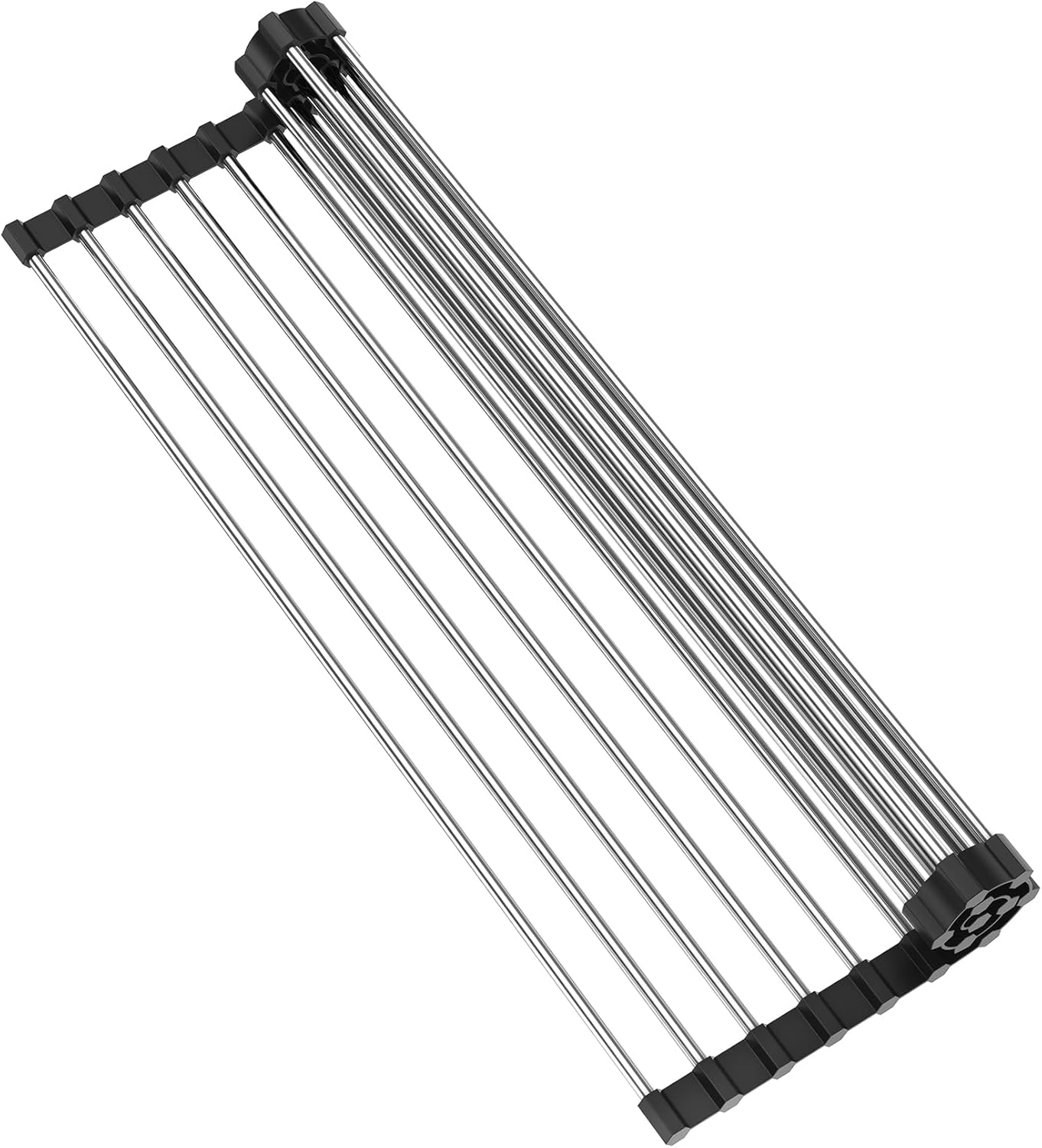 NEZUIBAN Dish Drying Rack with Roll Up and Over Sink for Kitchen,17.5"x11.8",Black