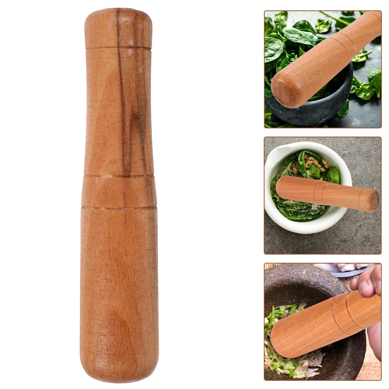 PRETYZOOM Pickle Sticks Food Grinding Stick Garlic Masher Garlic Crusher Bar Kitchen Gadget Handle Pestle Sauerkraut Pounder Bar Muddler Ceramics Tools Hand Tools Solid Wooden Grater