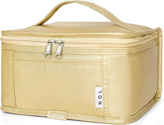 NOL Natural Organic Lifestyle Small Lunch Bag Mini Lunch Box Insulated Lunch Bag for Men/Women Leakproof Cooler Tote Bag Lightweight Nylon Waterproof Lunch Box For Work,Gold