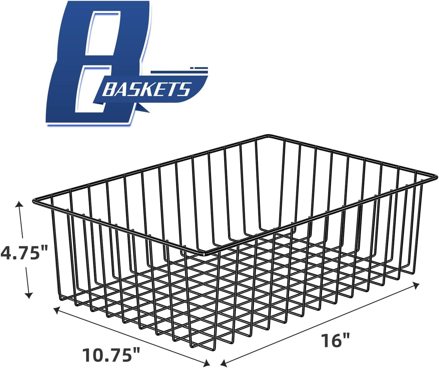 Simple Trending 8 Pack Large Wire Baskets for Organization, Metal Pantry Storage Baskets for Cabinet, Kitchen, Garage, Bathroom, Black