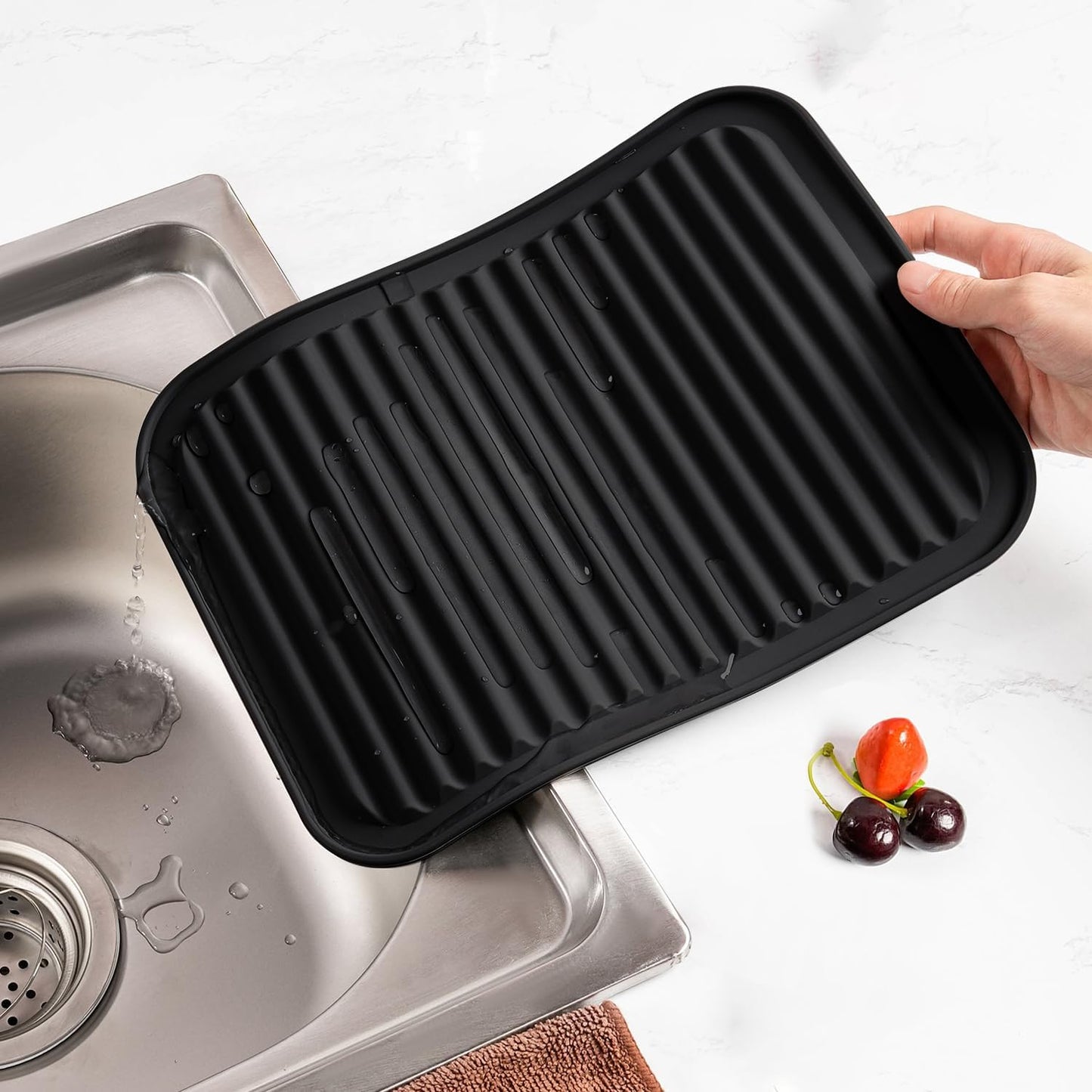 4 - Pack Multi - Purpose Silicone Mats | Heat Resistant Pot Holders for Kitchen | Non - Slip Hot Pads for Hot Pots, Pans & Quartz Countertops | Gray Kitchen Mats (Brown)