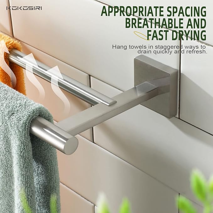 KOKOSIRI Towel Holder Bath Towel Bar with Two 36 Inch B5005BR-L36