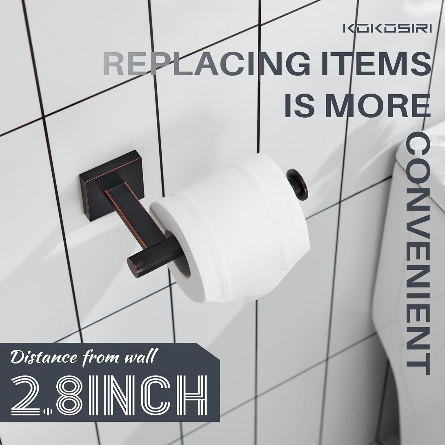 KOKOSIRI Toilet Paper Holder Oil Rubbed Bronze for Bathroom Kitchen Toilet Roll Holder Hold Mega Rolls Wall Mount, Stainless Steel 2 Pack, B2008ORB-P2