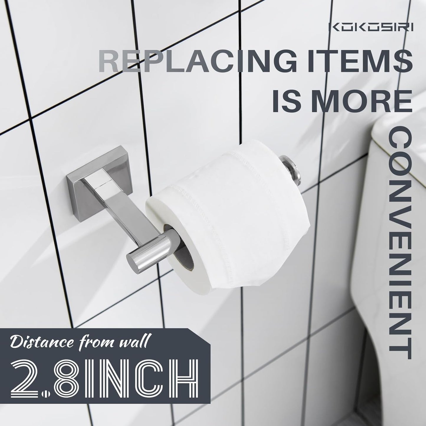 KOKOSIRI Toilet Paper Holder for Bathroom Toilet Roll Holder Hold Mega Rolls Wall Mounted, Polished Chrome Stainless Steel 2 Pack, B2008CH-P2