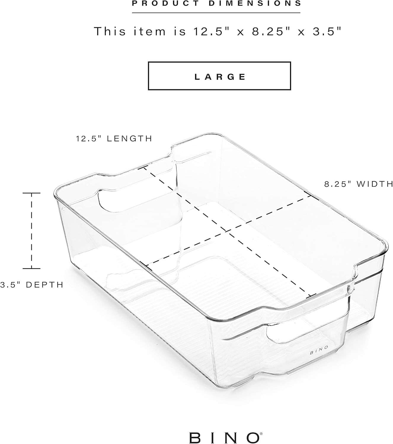 BINO | Stackable Storage Bins, Large - 2 Pack | THE STACKER COLLECTION | Clear Plastic Storage Bins | Built-In Handles | BPA-Free | Containers for Organizing Kitchen Pantry | Multi-Use Organizer Bins