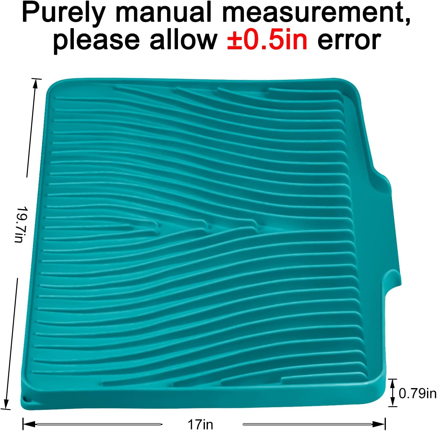 Silicone Dish Drying Mat, Stone Drying Mat for Kitchen Counter with Built-In Drain, Non-Slip Drain Pad with Built-in Drain, Heat Resistant Stone Drying Mat, 1Pcs 19.7" x 17", Green