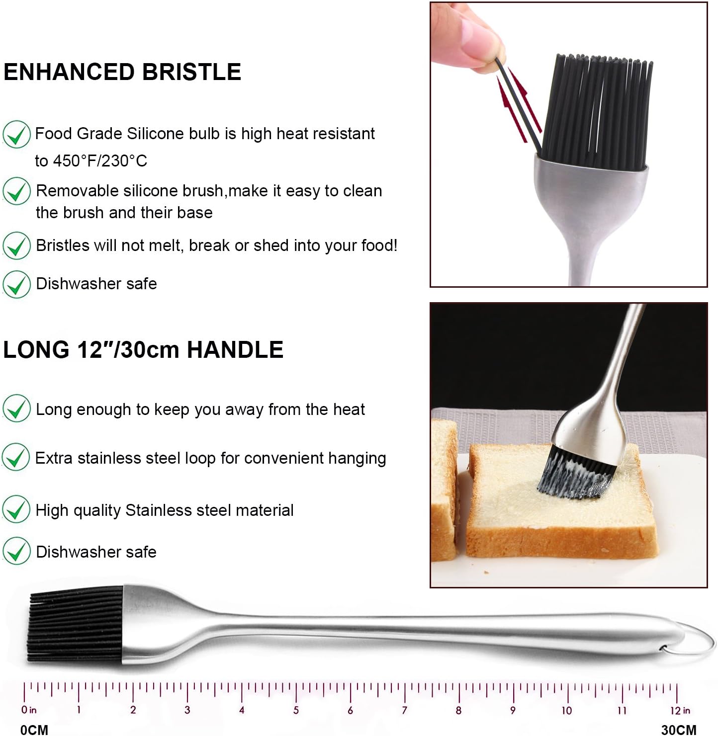 Kaycrown Stainless Steel Turkey Baster With BBQ/Grill Basting Brush, Commercial Grade Quality Rubber Bulb Including 2 Flavor Needles And Cleaning Brush For Easy Clean Up