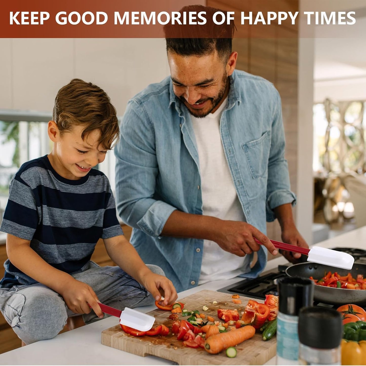 Norme 4 Pcs High Temp Silicone Spatulas Heat Resistant Rubber Spatula Commercial Silicone Scraper with Handle for Kitchen Cook Baking Mixing Utensil, Dishwasher Safe (14 Inch)