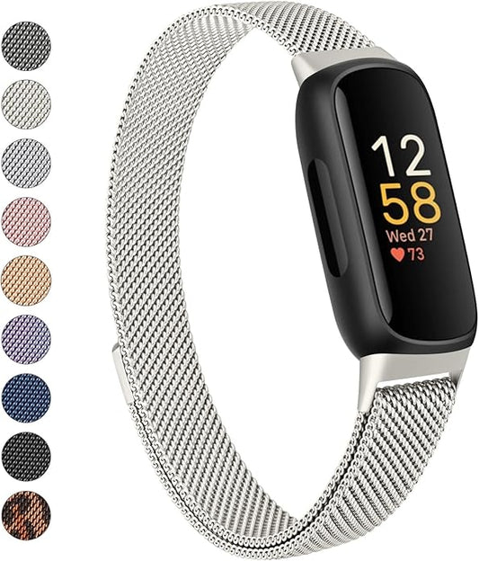 Meliya Metal Band for Fitbit Inspire 3 Bands Women Men, Stainless Steel Metal Mesh Loop Adjustable Magnetic Wristband Replacement Straps for Fitbit Inspire 3
