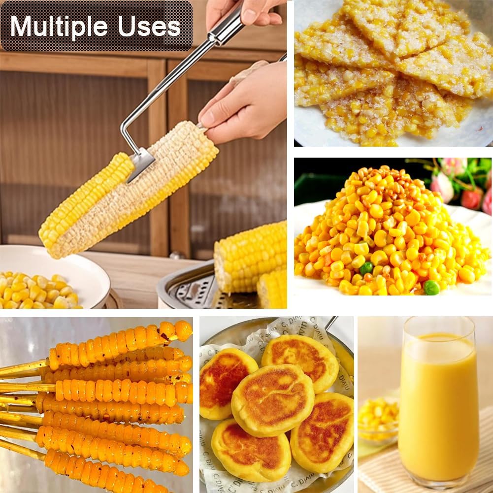 Corn Peeler, Corn Peeler for Corn on the Cob, Stainless Steel Corn Cob Stripper Tool Set, Avoid Cutting the Hands, Gift for Cooking Enthusiasts, Suitable for Kitchen and Outdoor Dining