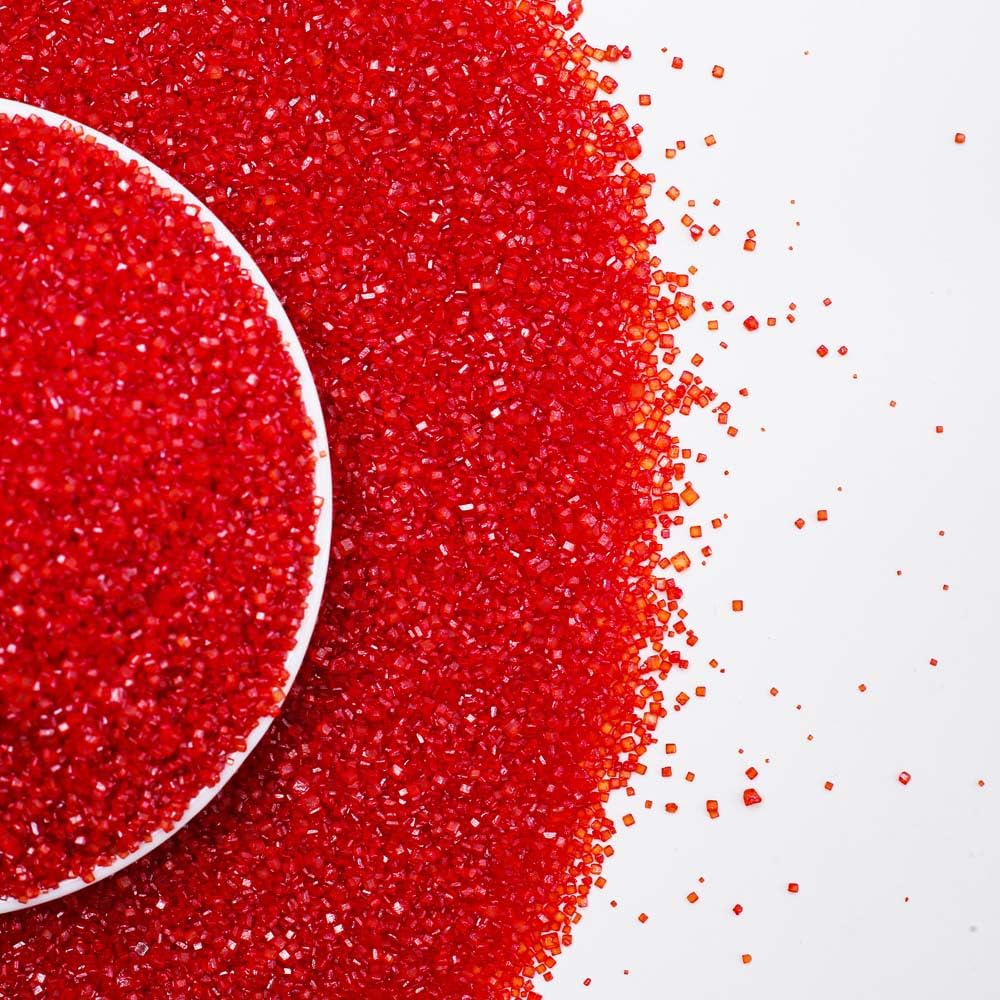 Kasvan Red Sanding Sugar Sprinkles - Edible Sugar Crystals, Baking Cake Decorations, Ice Cream Toppings cupcake Decorating, Wedding Party Chirstmas Supplies, 85g/3.2oz