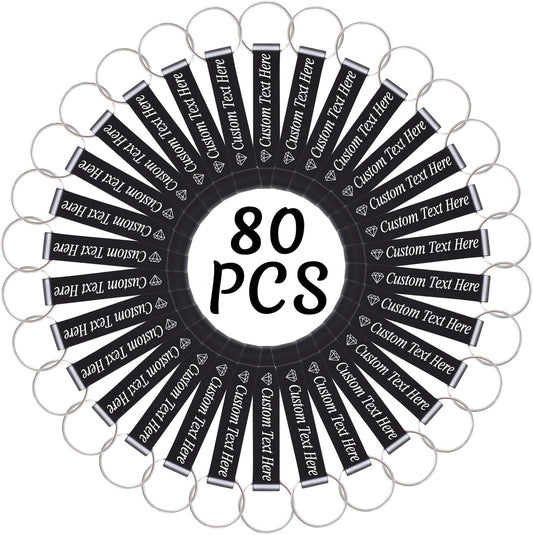 80PCS Personalized Bottle Opener Keychain Bulk Custom Beer Bottle Opener with Logo Text Engraved Wedding Bottle Opener Favors Customized Gifts for Guests Baby Shower Birthday Party-Black