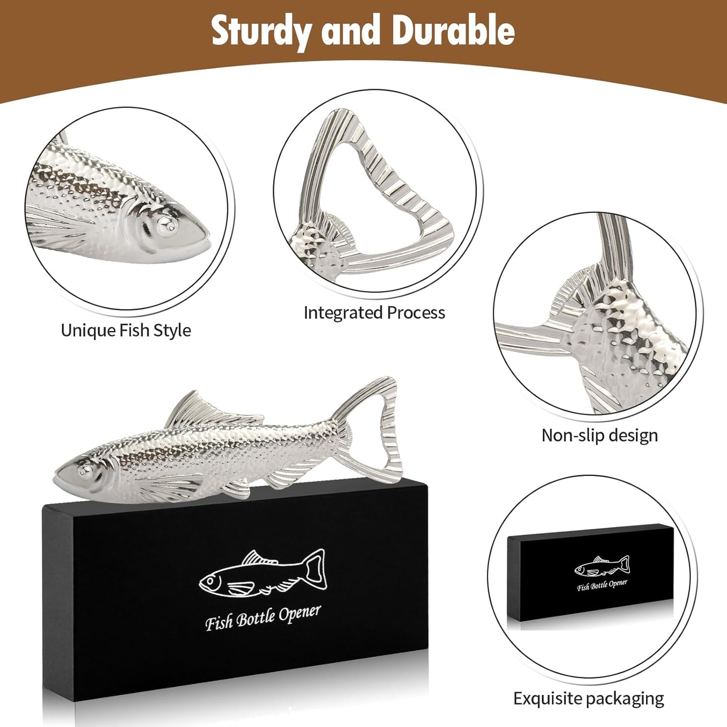 Fish Gifts for Men Fish Beer Bottle Opener, Fishing Gift for Fathers Day Birthday Christmas Valentine Gift for Him Dad Husband Grandpa