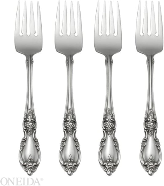 Oneida Louisiana Fine Flatware Salad Forks, Set of 4, 18/10 Stainless Steel