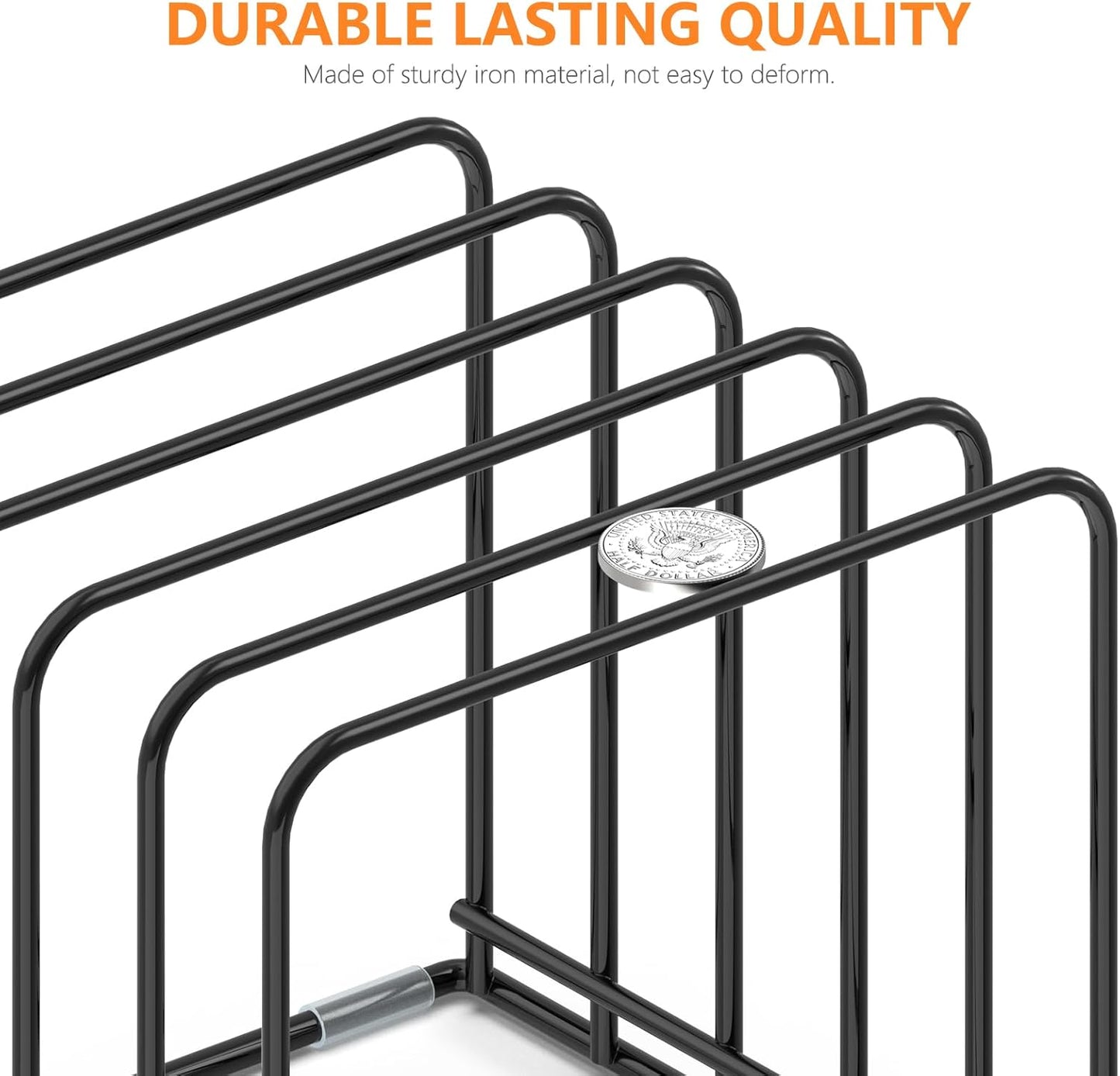 Kitchen Cabinet Organizer, Steel Cookware Holder, Divided Holder with 5 Slots for Skillets Baking Tray and Chopping Board Rack - Baking Pan Holder Storage (1 PC)