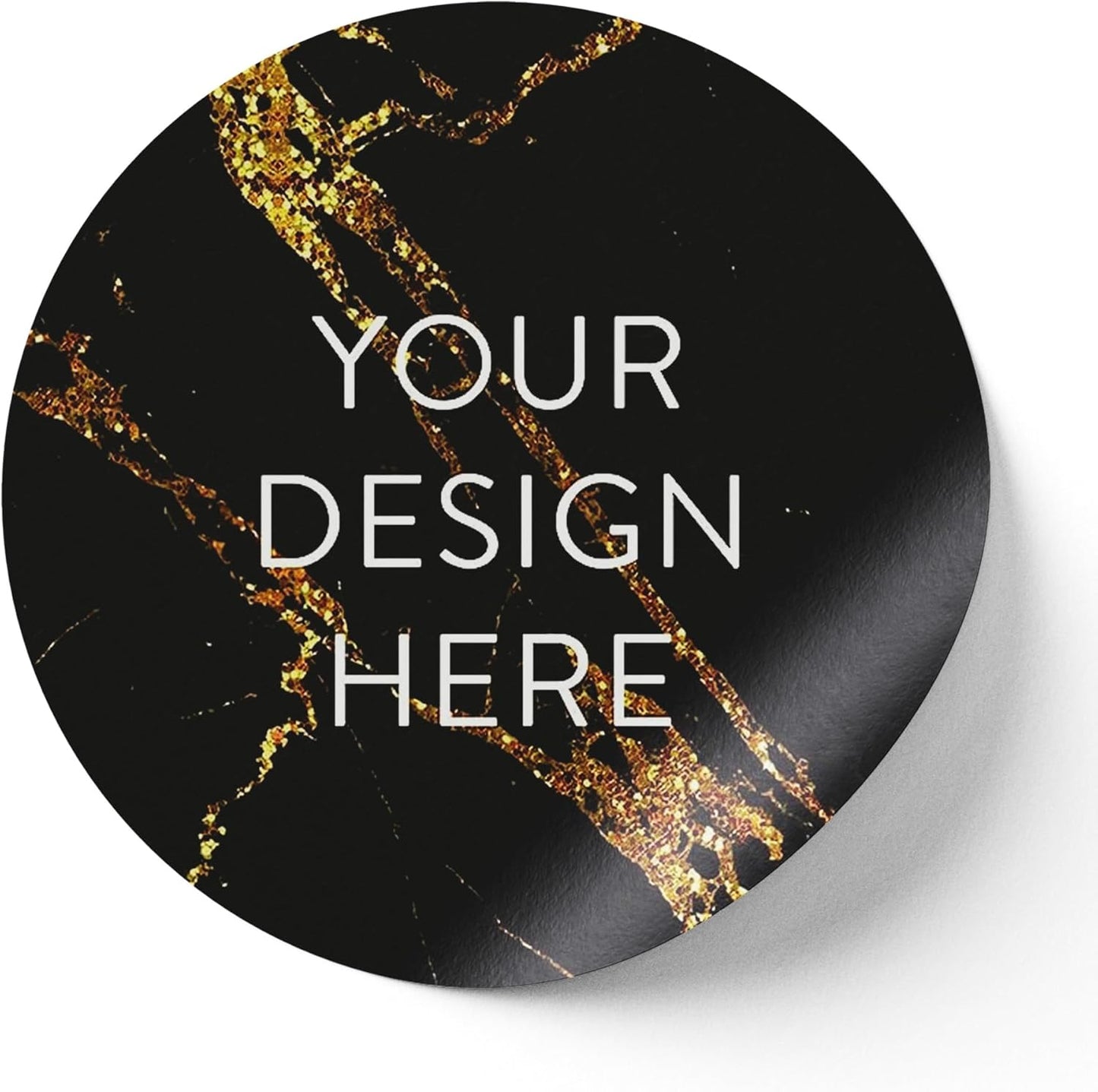 100 Custom Vinyl Stickers - Upload Your own Image, Text, Design, Logo - Personalized Logo Labels for Handmade, Packaging, Bottle, Jars, Candle, Brand Stickers (Black Gold Marble, 1.5x1.5)