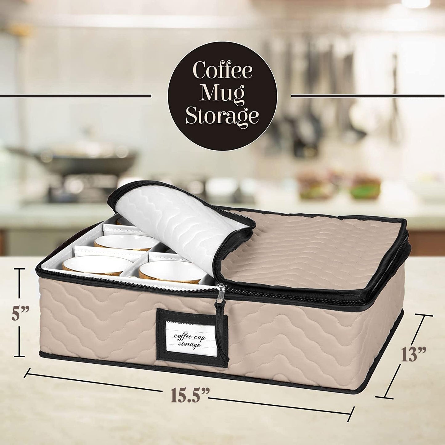 China Storage Containers 5-Piece Set Moving Boxes for Dinnerware, Glasses, Plates, Mugs and Saucers Sturdy Quilted Microfiber Dish Organizer with Dividers for Seasonal Storage - Brown