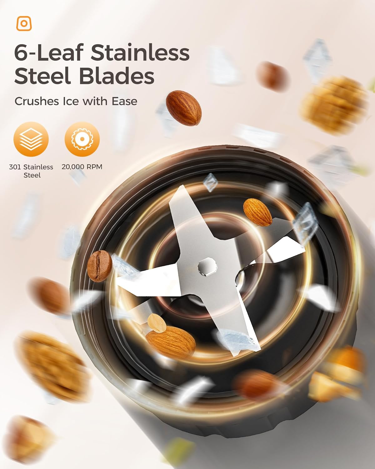 iCucina Smoothie Blender, 1000W Personal Blender for Shakes and Smoothies with 2 x 32oz Protable Cups and Lids, Single Serve Blenders for Ice Crushing, Bean Grinding, Frozen Fruit Drinks, Black