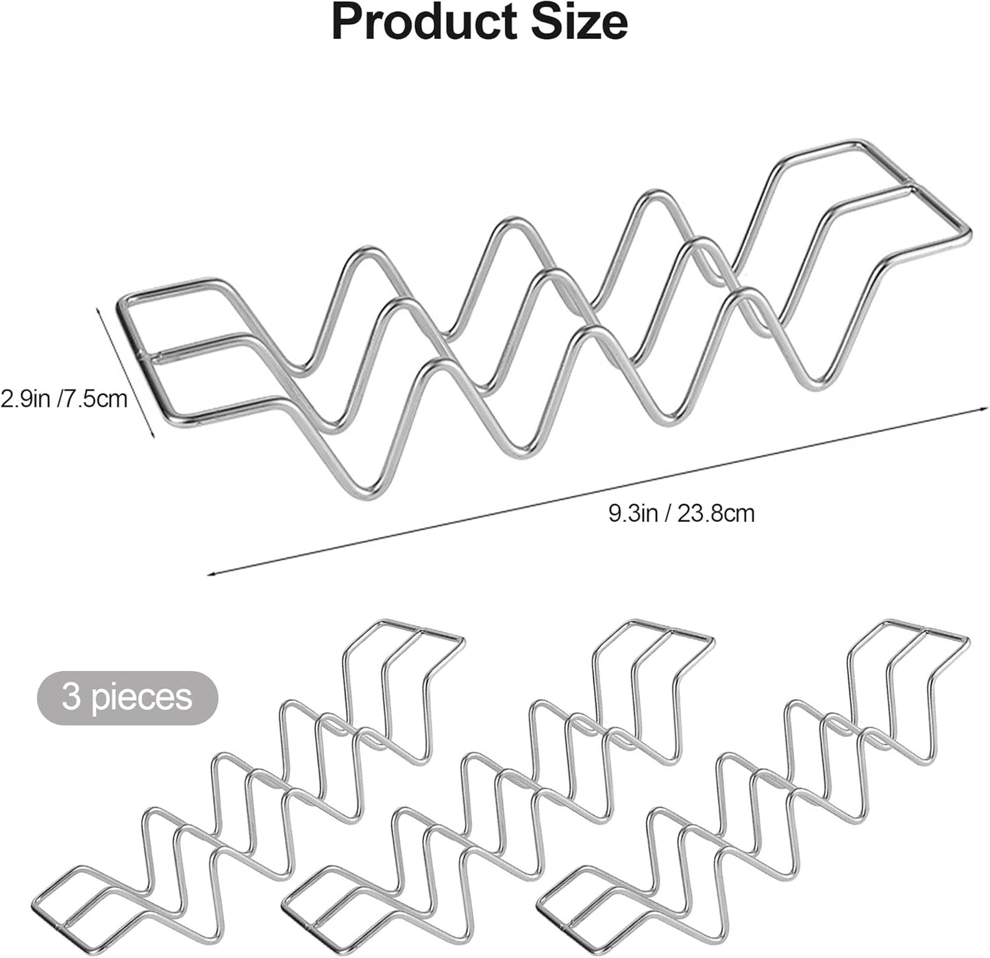 JIBOLAT Taco Holders set of 3,Stainless Steel Taco Shell Holder Stand,Taco Tray Plates for Taco Bar Gifts Accessories,Holds 4 Tacos Each,Oven Safe for Baking, Dishwa sher and Grill Safe