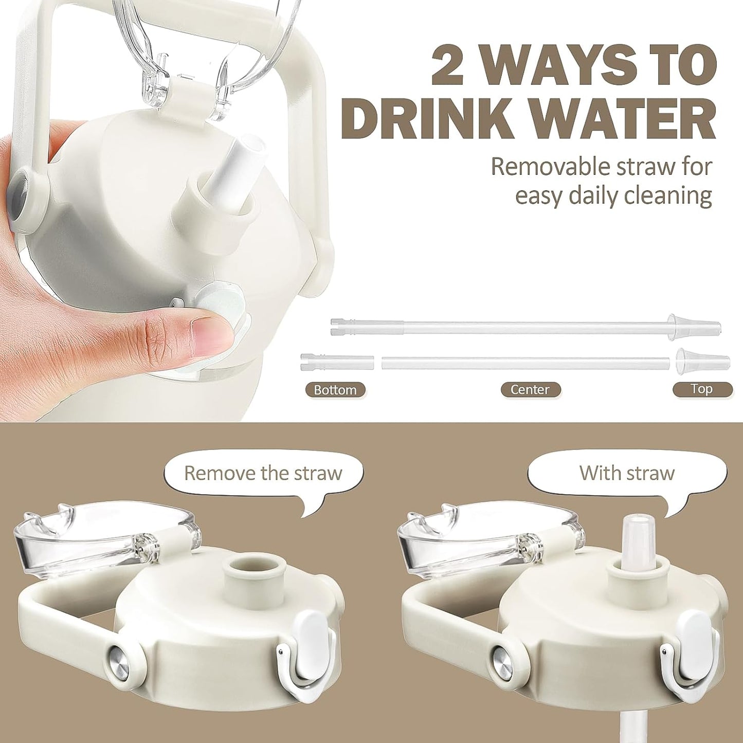 kytffu 56oz Glass Water Bottles with Straw, Motivational Glass Bottle with Silicone Sleeve and Time Marker, Leakproof Large Glass Water Jug for Gym Home Office,White