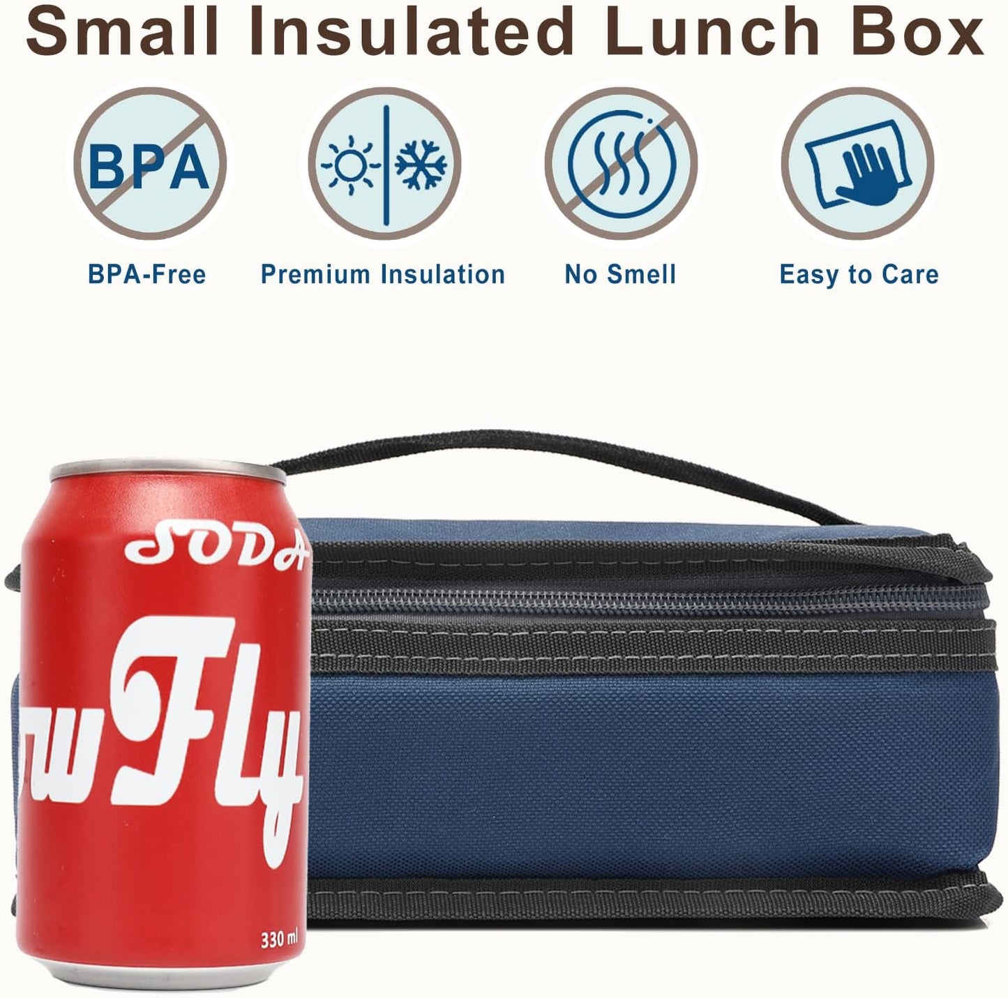 FlowFly Small Insulated Lunch box Portable Soft Bag Mini Cooler Thermal Meal Tote Kit with Handle for Work & School, Cyan