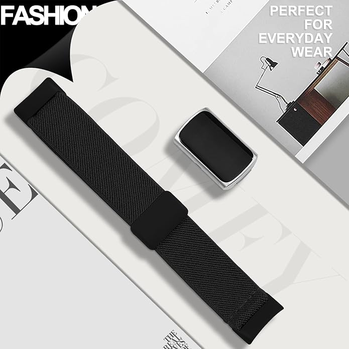 Magnetic Stretchy Nylon Compatible with Fitbit Charge 6 Bands/Fitbit Charge 5 Bands, Elastic Fabric Sport Adjustable Wristband Strap for Charge 5/6 Smartwatch Women Men