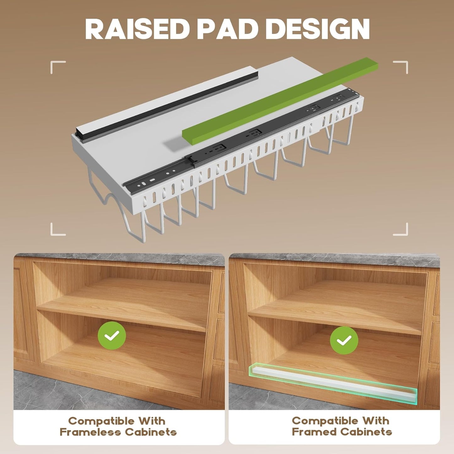 Pull Out Pots and Pans Organizer Under Cabinet, Expandable Sliding Lid Holder and Pan Rack for Kitchen, Slide Out inside Cabinet for Pot Lid, Bakeware, Dishes, 10 Adjustable Dividers, 1 Pack White