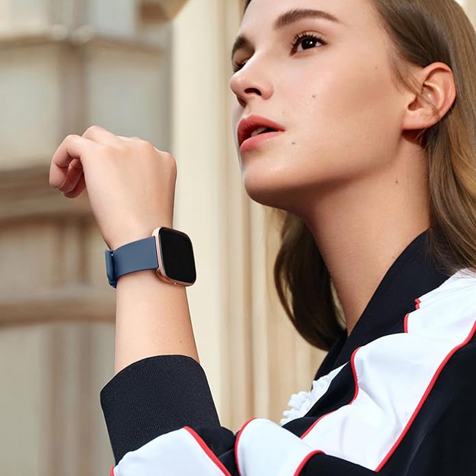 3 Pack Sport Bands Compatible with Fitbit Versa Bands, Classic Soft Sport Replacement Wristbands for Fitbit Versa 2 Smart Watch Women Men