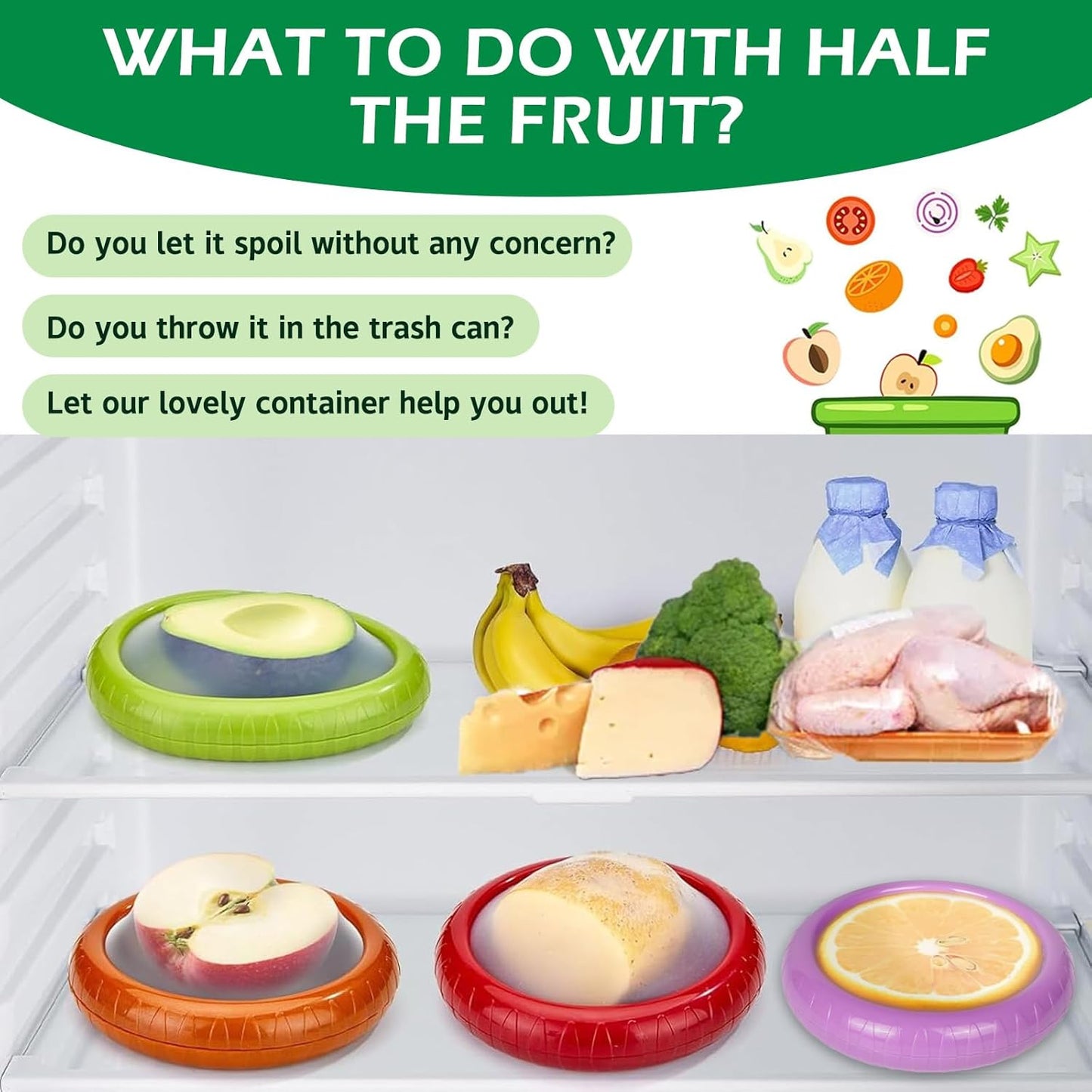 Avocado Saver and Onion Storage 4 Set - Reusable refrigerator fruit storage containers - is the storage Apples, Tomatoes, Tomato,Garlic for Ideal