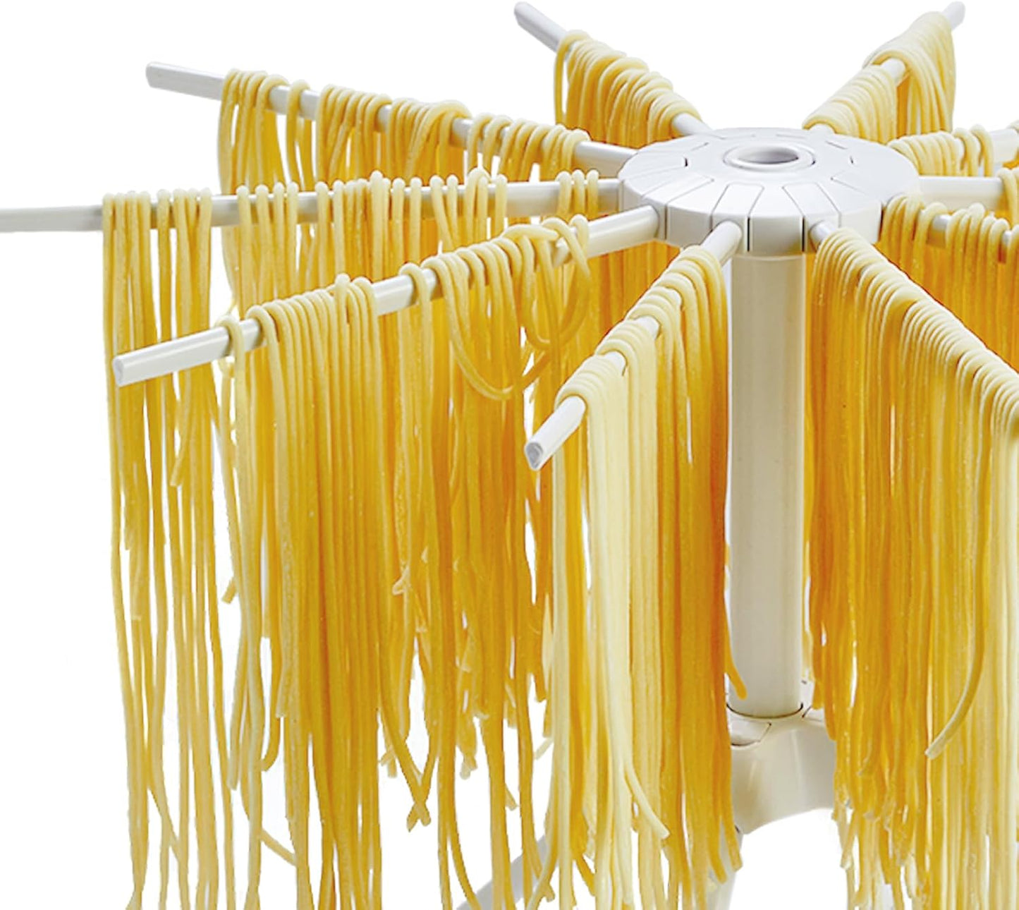 2 Pack Foldable Pasta Drying Rack, Homemade Fresh Spaghetti Stand Collapsible Dryer Noodle Hanger for Kitchen with 10 Arms, White