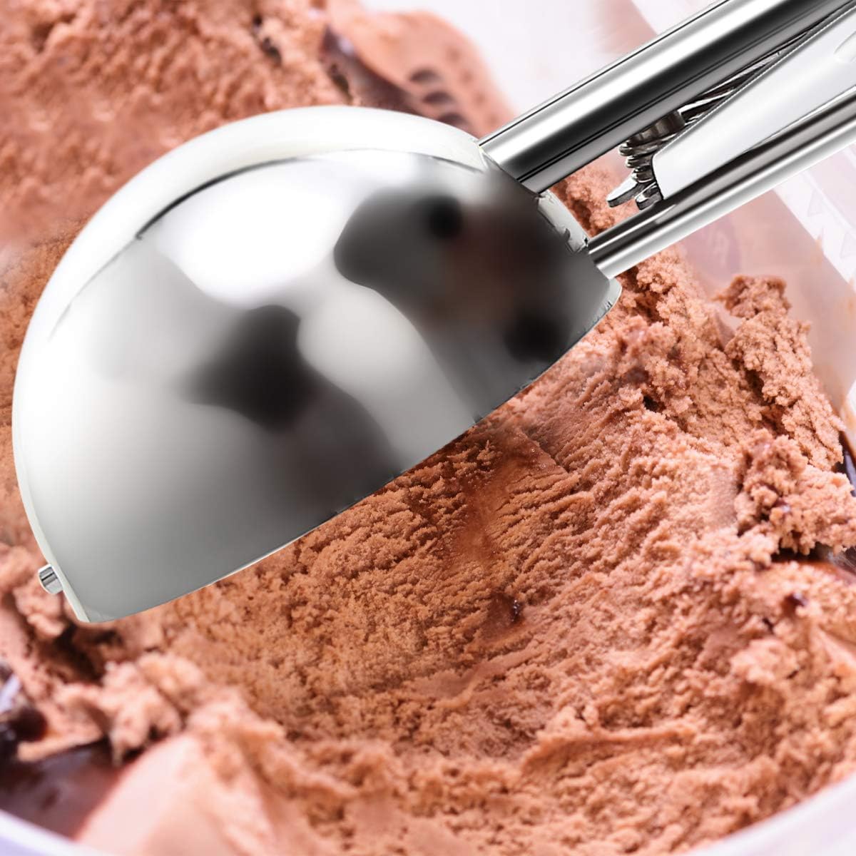 Commercial-Grade Ice Cream Scooper 1.63 oz, 18/8 Stainless Steel Cookie Scoop with Plastic Handle, Portion Control Disher Scoop for Bakeries, Restaurants & Dessert Shops, #20, Yellow