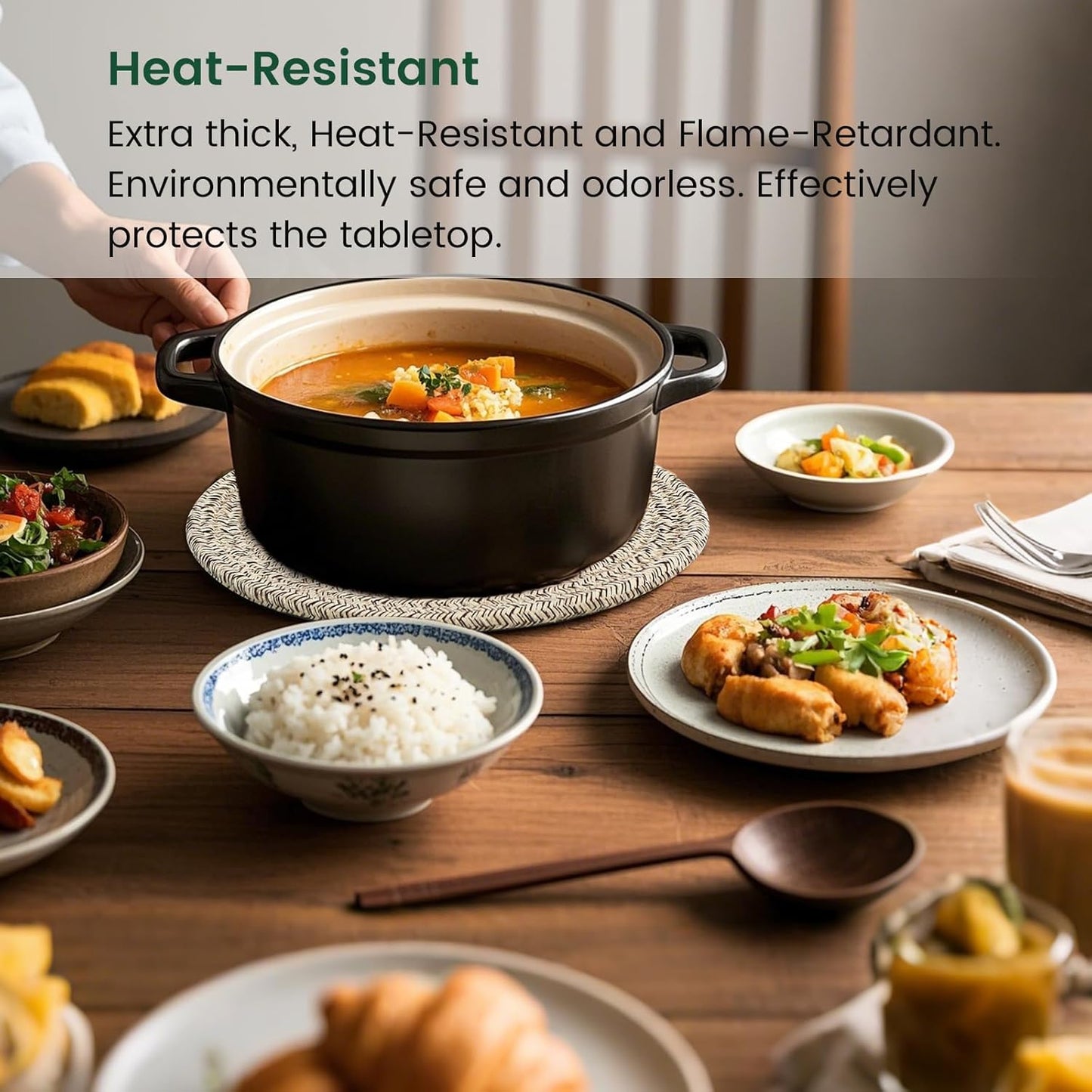 RIOOP 7 Inches Trivets for Hot Dishes, Pots and Pans with Storage Basket, 4 Heat Resistant Large Coaster for Kitchen, Hot Pads Mats for Countertops Table Kitchen Essentials Farmhouse Halloween Decor