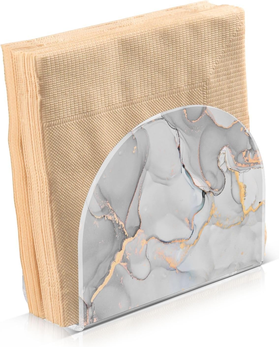 Luxury Grey Marble Napkin Holder for Table Paper Napkins Holder Acrylic Tissue Dispenser Kitchen Dining Room Bathroom Party Car Decor