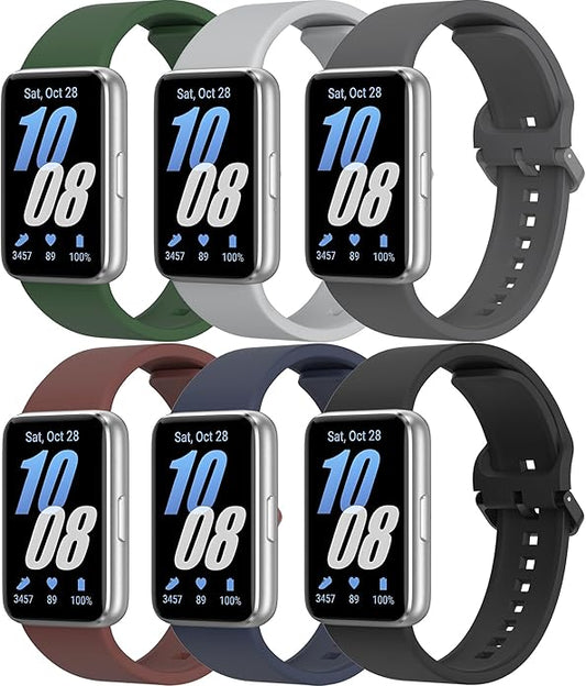 6 PACK Bands for Samsung Galaxy Fit 3 Band Women Men, Soft Silicone Sport Replacement Watch Strap Compatible with Galaxy Fit 3 SM-R390 Smartwatch Accessories
