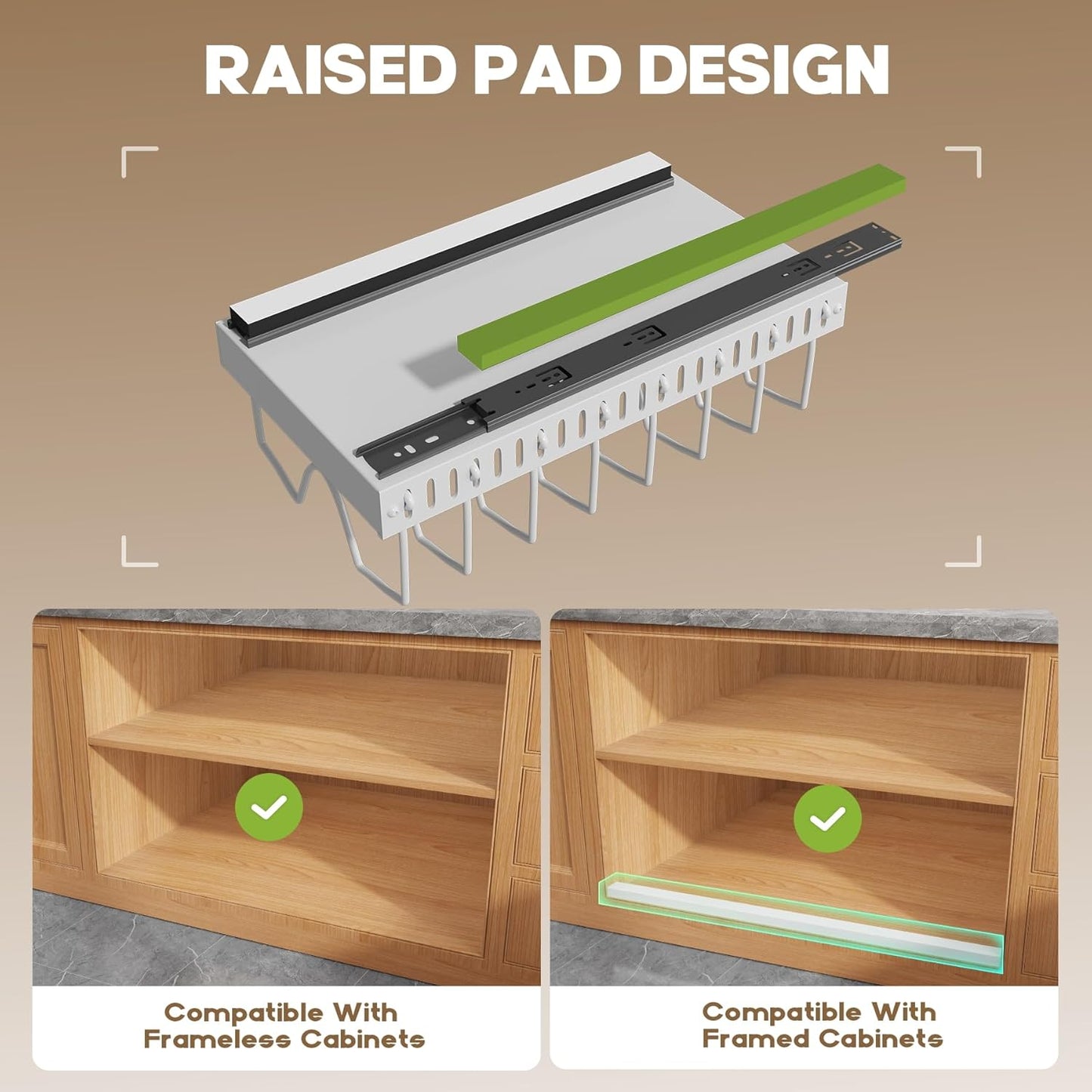 Pull Out Pots and Pans Organizer Under Cabinet, Sliding Lid Holder and Pan Rack in Kitchen, Slide Out inside Cabinet Storage for Pot Lid, Bakeware, Dishes, 8 Adjustable Dividers, 1 Pack White