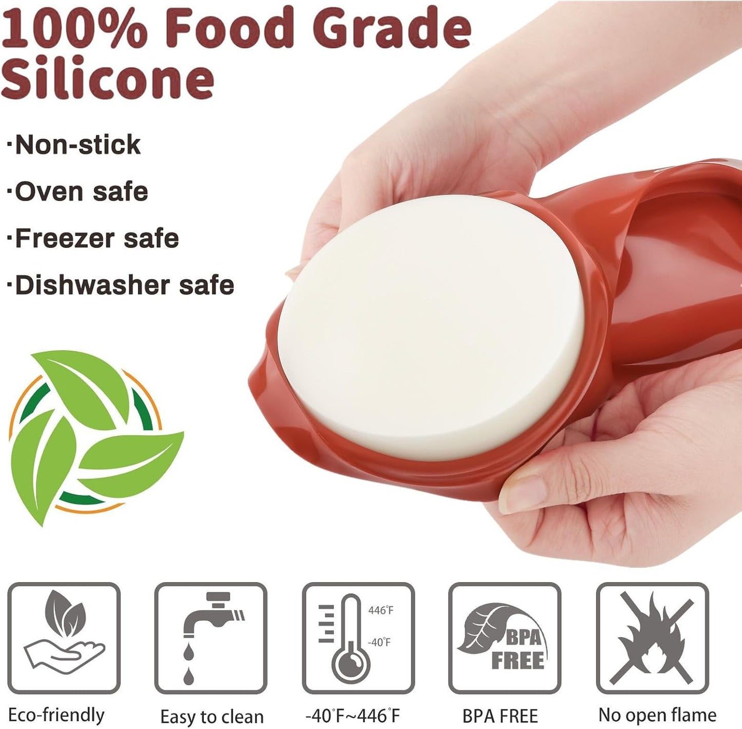 JOERSH Silicone Egg Mold Non-Stick 4 Inch Jumbo Size Muffin Top Pan, Large Round Silicone Molds for Baking Hamburger Bun, Egg Bites, Breakfast Sandwiches, Pancakes