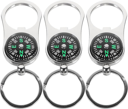 Kisangel 3pcs Compass Keychain Compass Keyring Pocket Compass