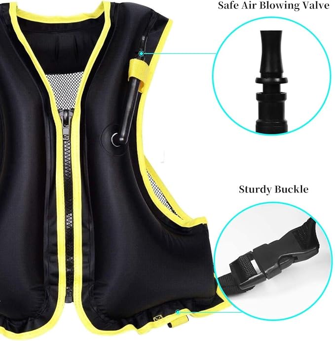 OMOUBOI Snorkel Vests Adults Inflatable Floatage Jackets Lightweight Kayak Buoyancy Vest Portable Floatage Vests for Diving Surfing Swimming Outdoor Water Sports (Suitable for 90-220lbs)