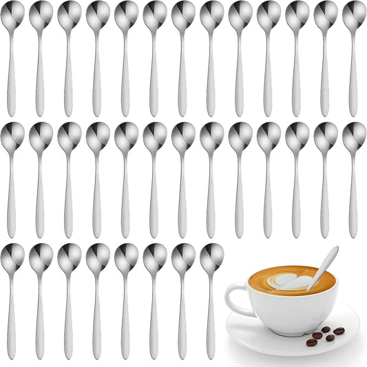 Yinkin 50 Pcs Demitasse Espresso Spoons 4.92" Stainless Steel Tablespoons Metal Dessert Spoons for Appetizer Sugar Ice Cream for Home Restaurant Kitchen,Mirror Polished,Dishwasher Safe