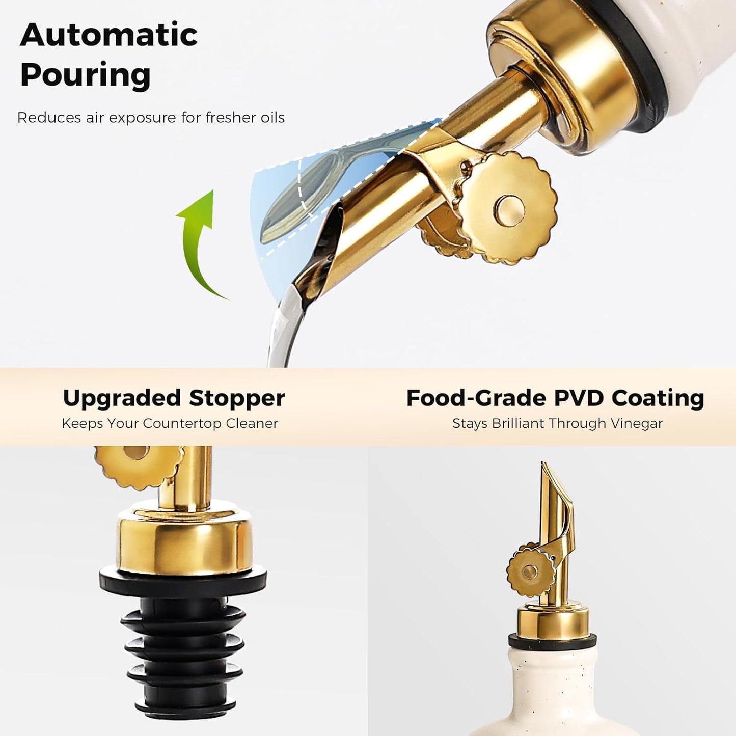 Frewinky 16.9oz Olive Oil Dispenser Bottle with Funnel, Ceramic Oil Dispenser for Kitchen, White Cooking Oil Dispenser for Storage Oil, Vinegar, Syrups & Other Liquids