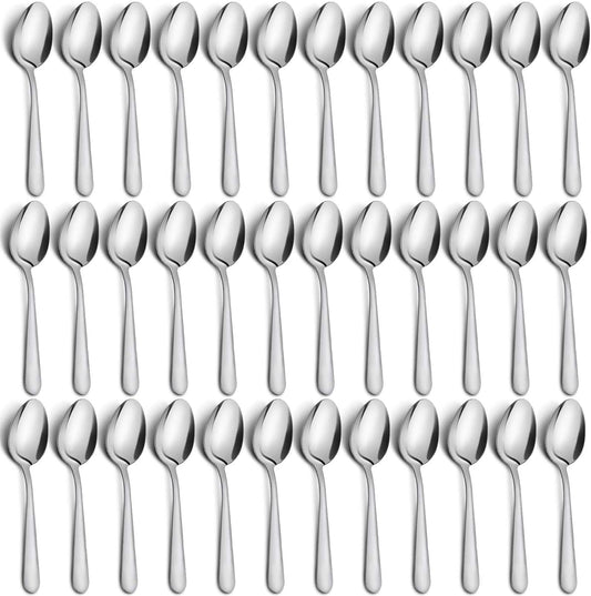 36-Piece Dinner Spoons Set, Funnydin 6.7" Stainless Steel Spoons Silverware, Durable Dessert Spoons, Table Spoon Use for Home, Kitchen and Restaurant - Mirror Polished, Dishwasher Safe