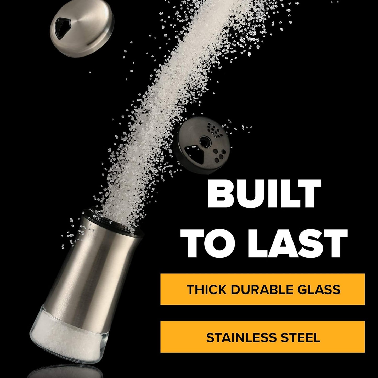 The Original Salt Shaker - Spice Dispenser with Adjustable Pour Holes - Stainless Steel & Glass 1 Bottle