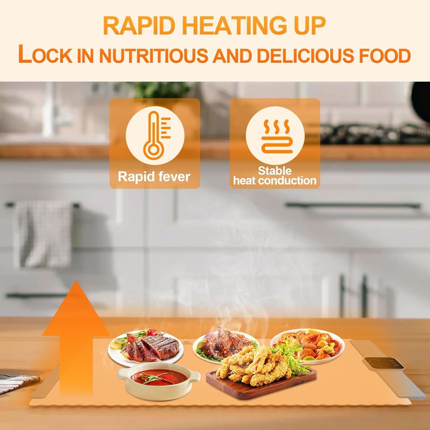 Warming Mat for Food,Food Warming Mat with Adjustable Temperature(5 Level),Electric Warming Tray,Fast Heating Tray for Home Buffets, Restaurants, Parties